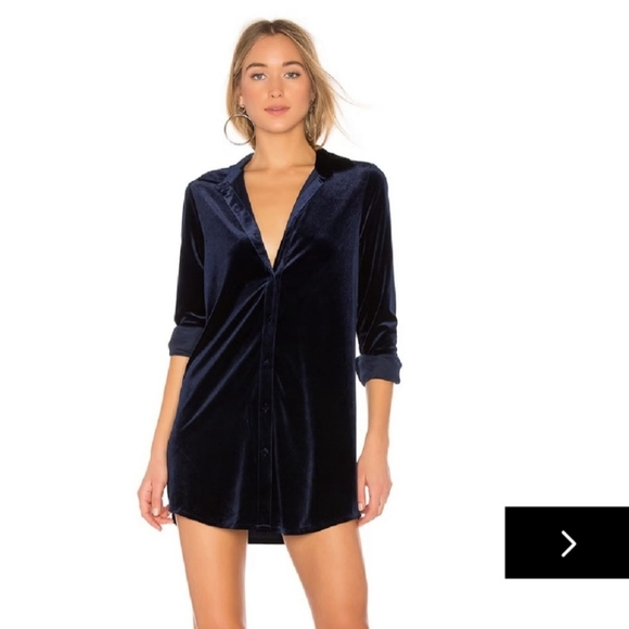 Revolve Superdown Yella button up mini dress xs blue - Picture 1 of 8